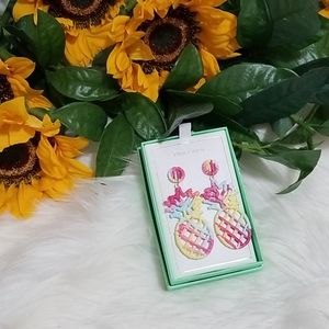 Pink Linen Pineapple Earrings